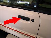 1979-93 Mustang LH Black Outer Door Handle w/ Rivets