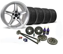 Mustang Silver Cobra R Wheel & Nitto Tire Kit  W/ Mustang 5 Lug Conversion Kit (87-93)