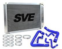86-93 MUSTANG 5.0L ALUMINUM RADIATOR KIT WITH BLUE SILICONE HOSE KIT FOR MANUAL TRANSMISSION